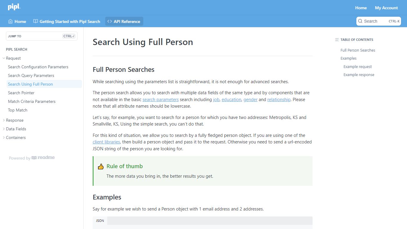 Search Using Full Person - Pipl Search API Documentation